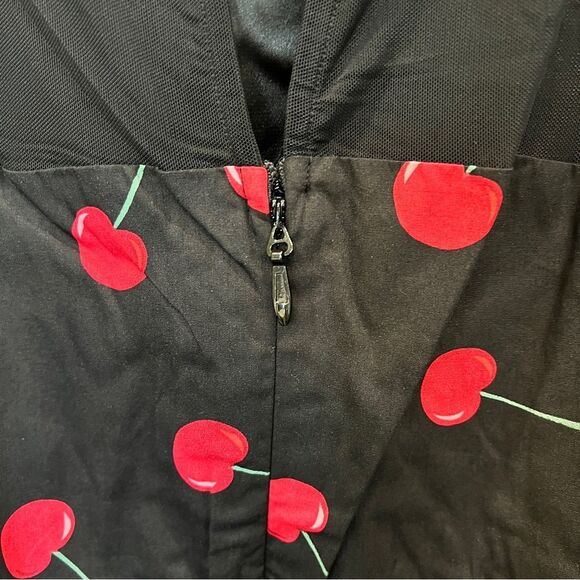 City Chic Molly Cherry Print Fit and Flare Sleeveless Dress Black Red 22 XL NWT - Picture 11 of 15